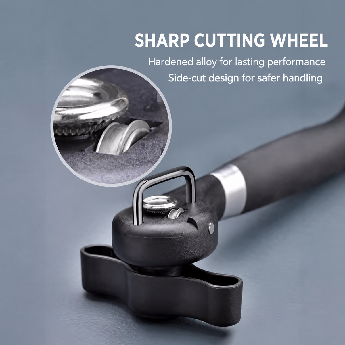 Easy-Grip Manual Can Opener – Smooth Side-Cut Design