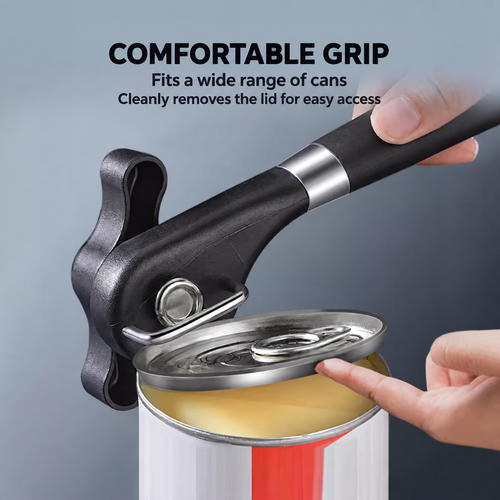 Easy-Grip Manual Can Opener – Smooth Side-Cut Design