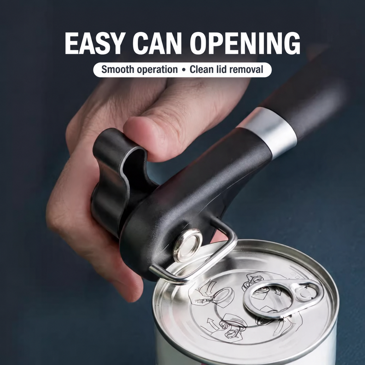 Easy-Grip Manual Can Opener – Smooth Side-Cut Design