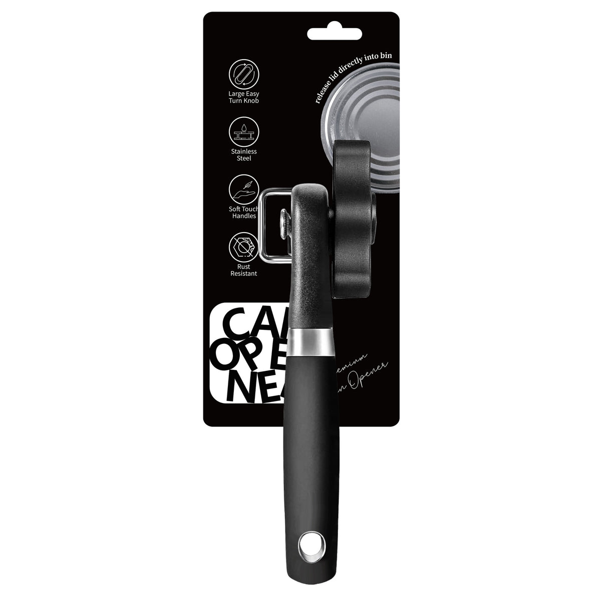 Easy-Grip Manual Can Opener – Smooth Side-Cut Design