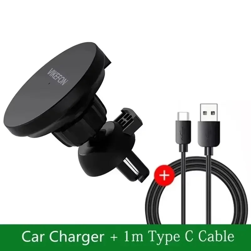 Magnetic Car Vent Wireless Charger for iPhone 12–16 – 360° Mount