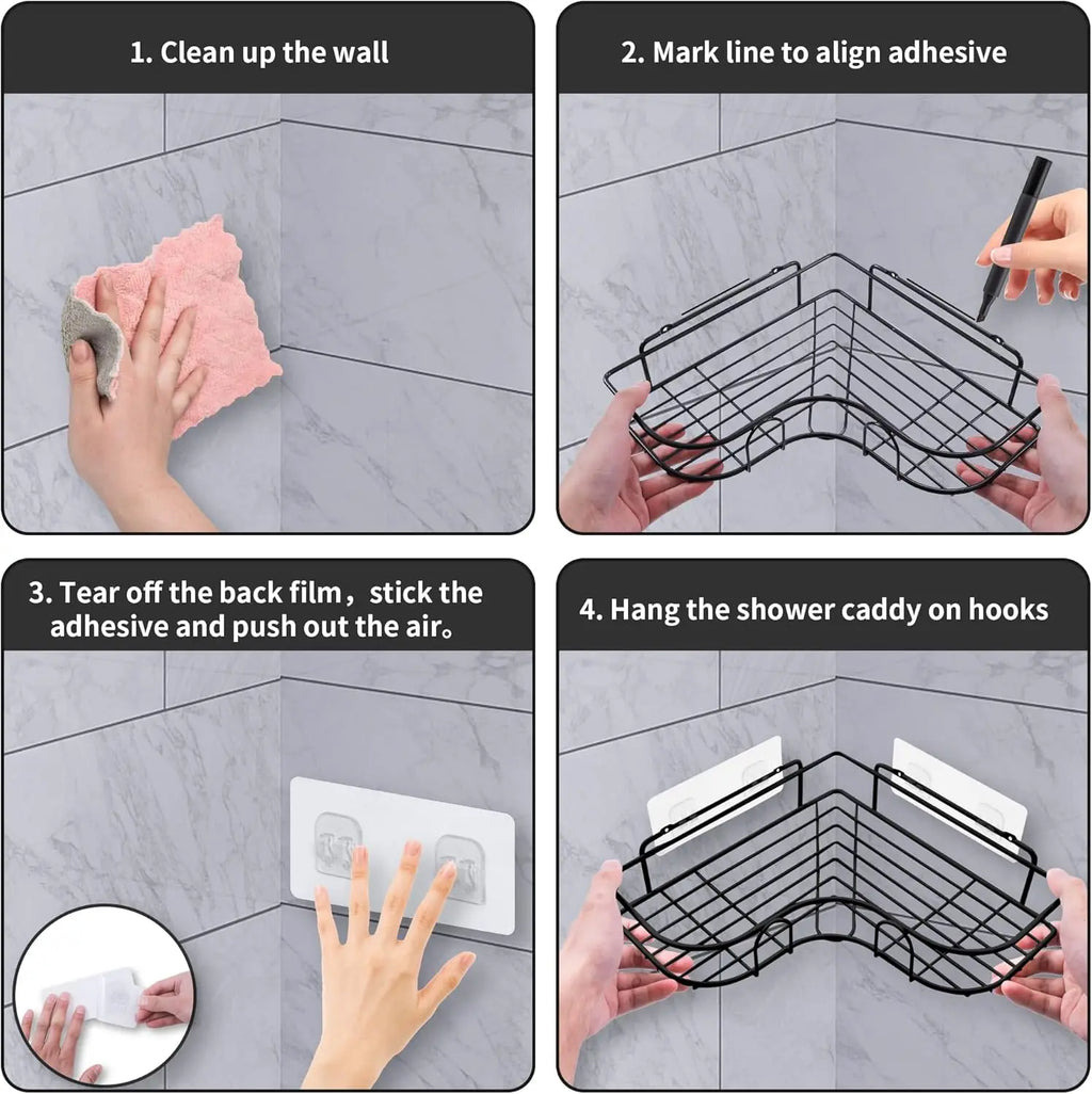 Corner Shower Caddy with Hooks