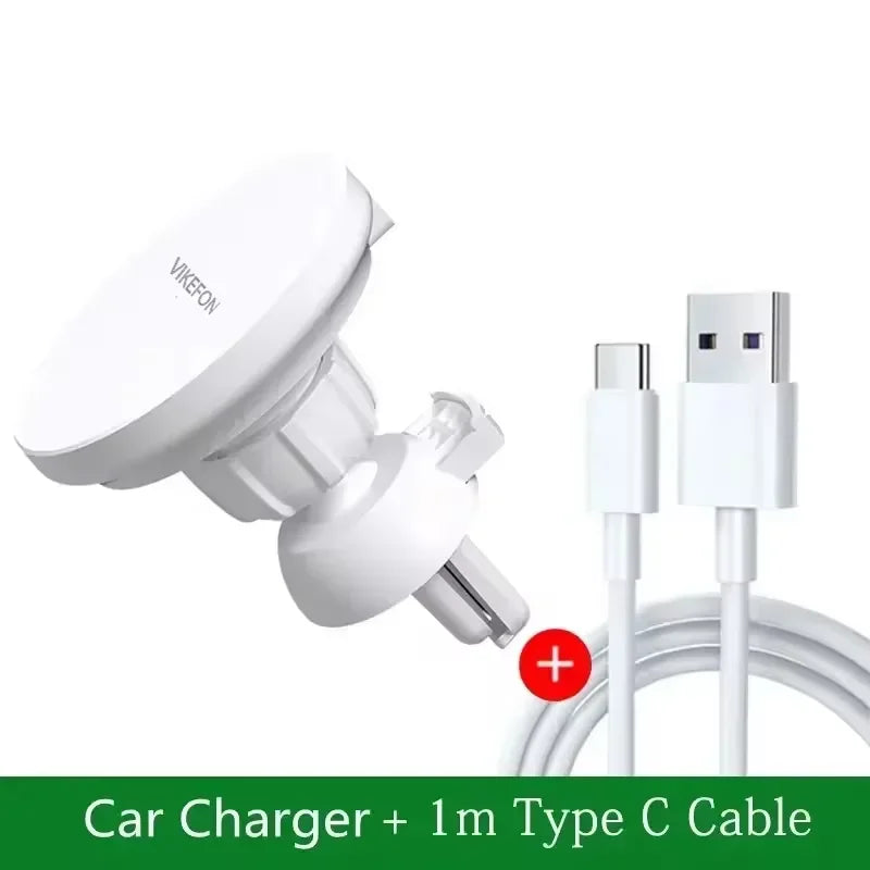 Magnetic Car Vent Wireless Charger for iPhone 12–16 – 360° Mount