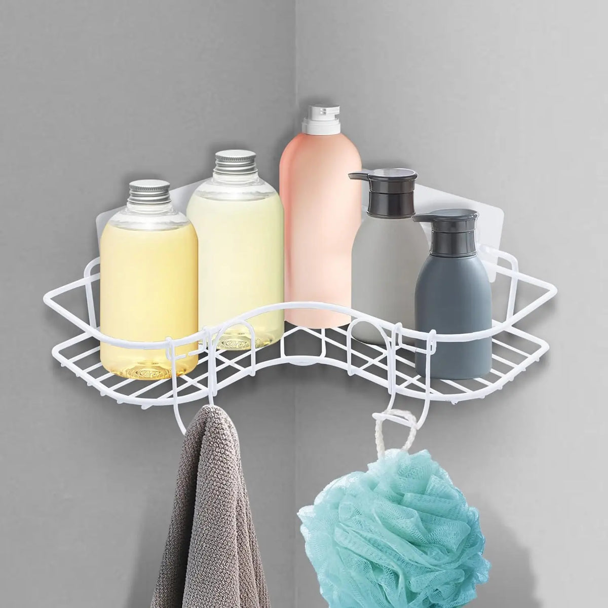Corner Shower Caddy with Hooks