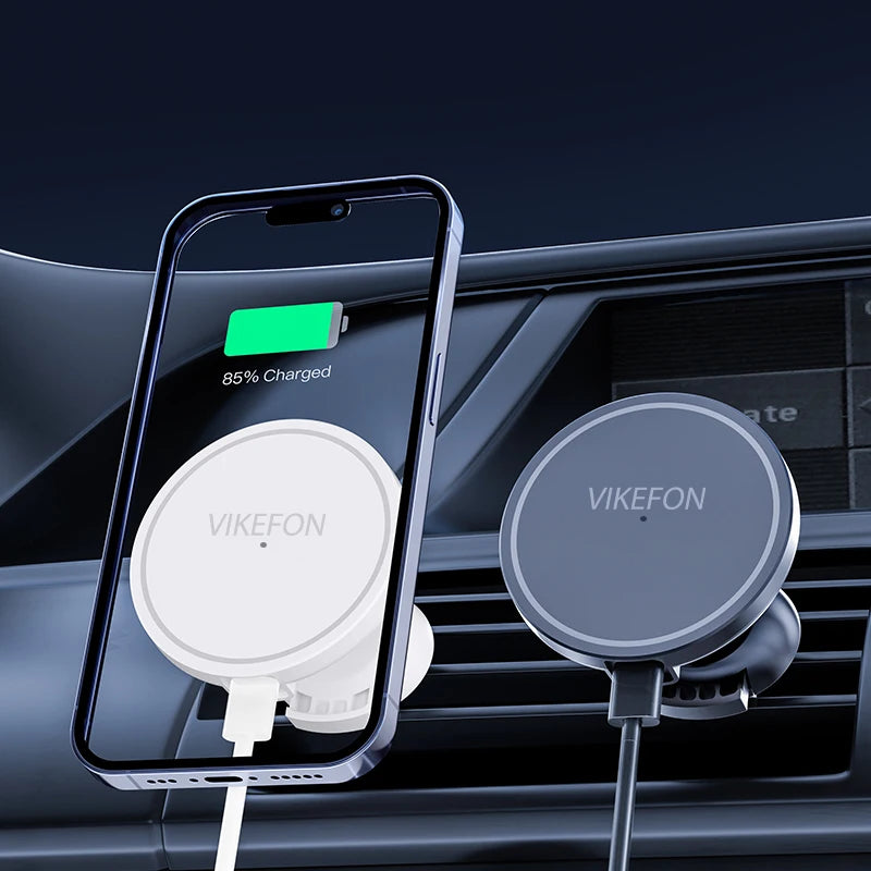 Magnetic Car Vent Wireless Charger for iPhone 12–16 – 360° Mount